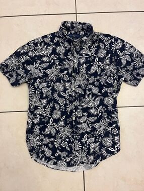 Ralph Lauren Navy Floral Short-Sleeve Shirt - Used , Like New